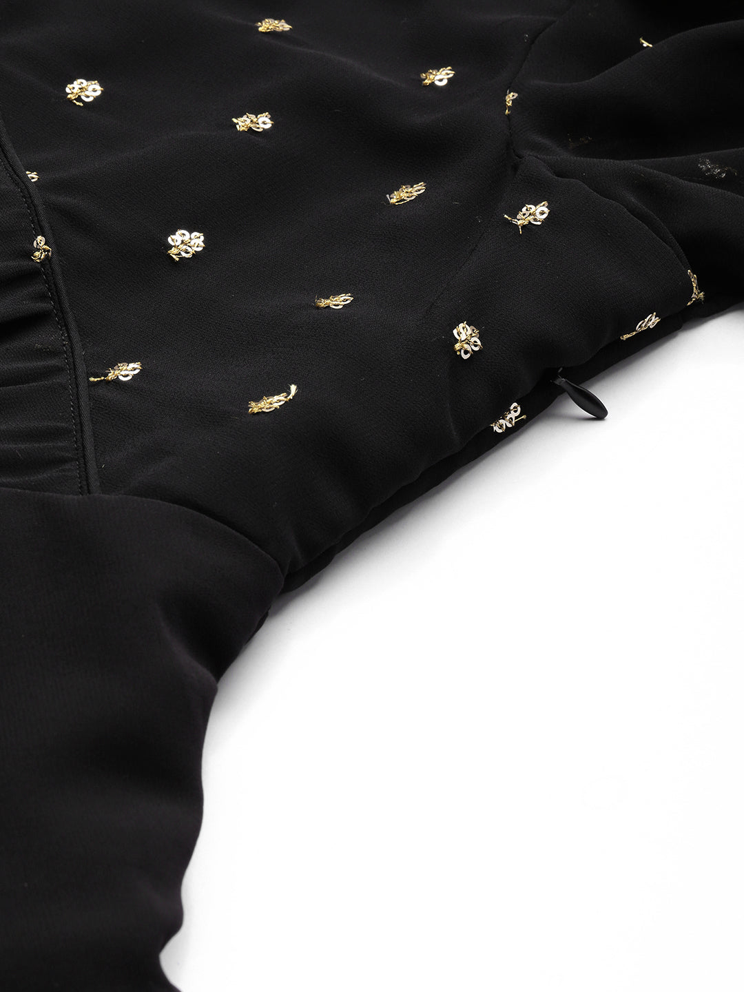 Bollywood Vogue Ready To Wear Black Georgette Embroidered Layered Dress - Additional View 1
