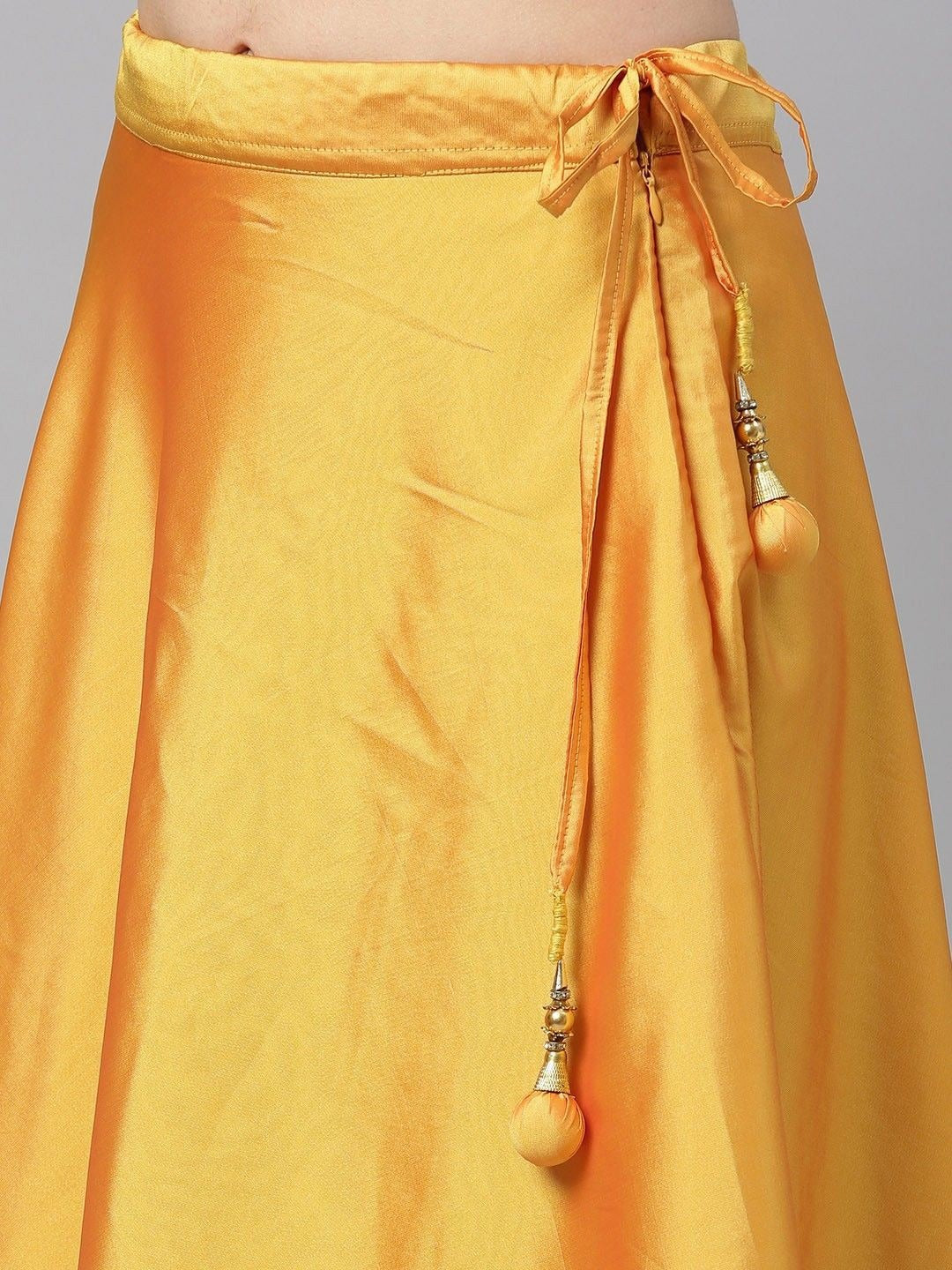 Bollywood Vogue Ready To Wear Yellow N Pink Embroidered Lehenga Set - Additional View 1