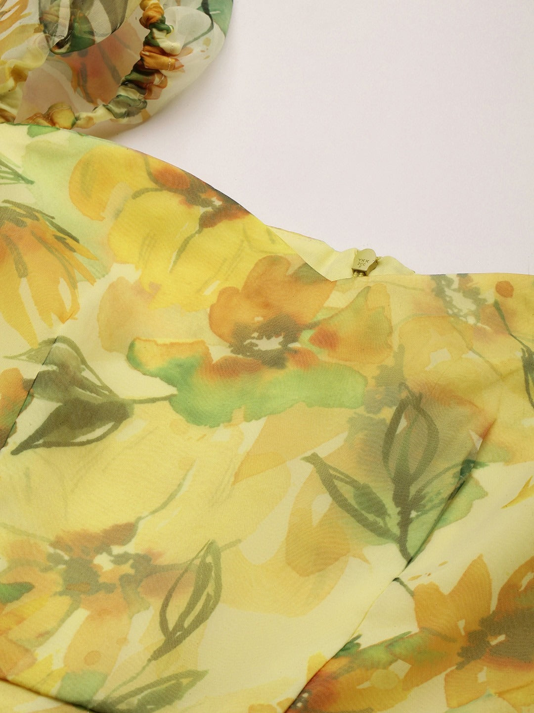 Bollywood Vogue Ready To Wear Yellow Printed organza Maxi Dress - Additional View 2