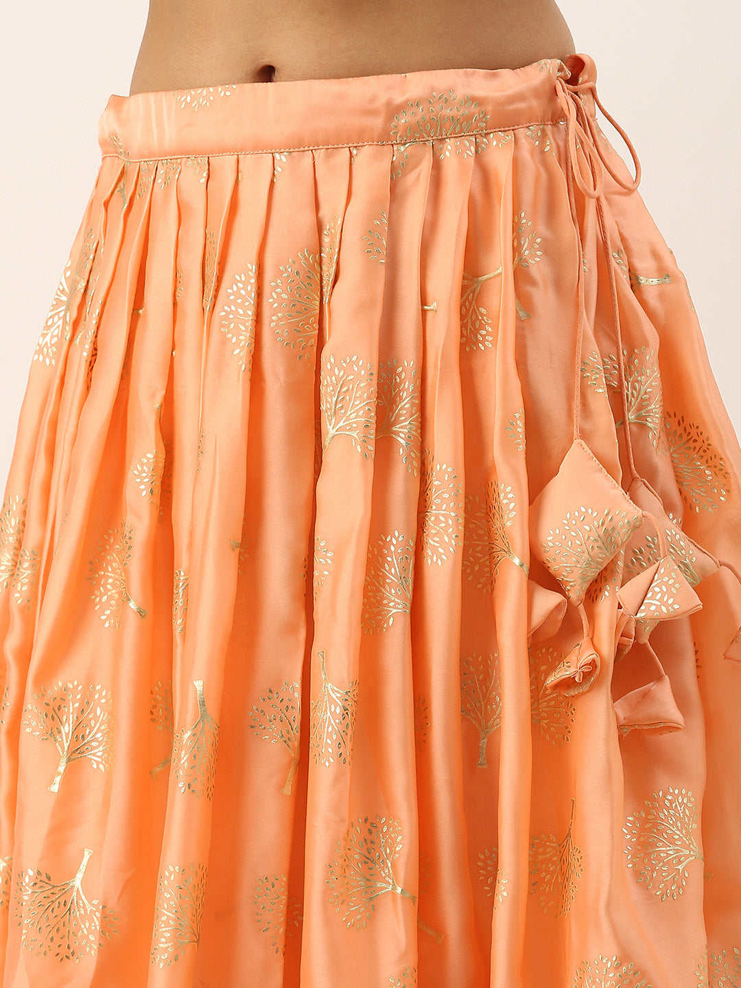 Bollywood Vogue Ready To Wear Peach Foil Printed Georgette Lehenga Set - Look Shot