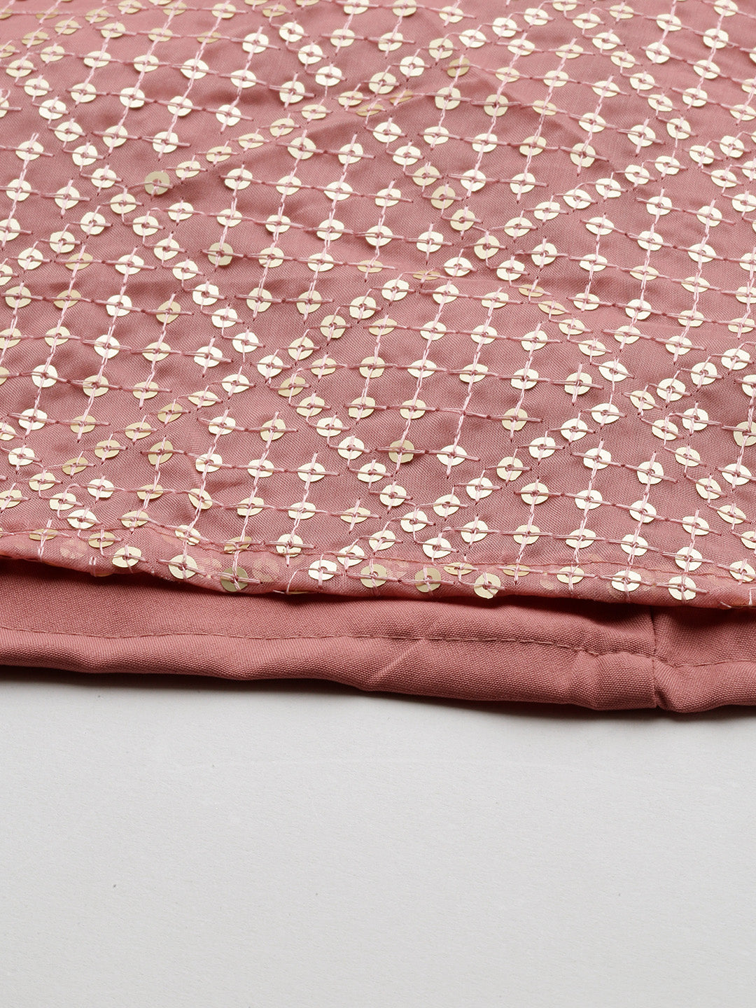 Bollywood Vogue Ready To Wear Pink Organza Embroidered Kali Lehenga - Detail View