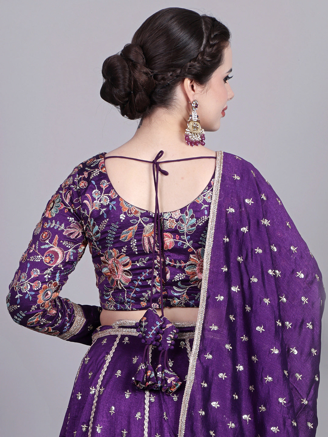 Bollywood Vogue Ready To Wear Classic Blouse With Art Silk N Net Lehenga Set - Look Shot