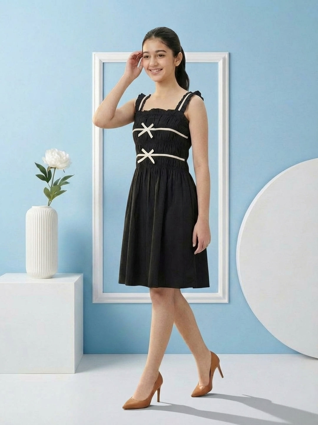Lil Tomatoes Girls Cotton Dress - Black