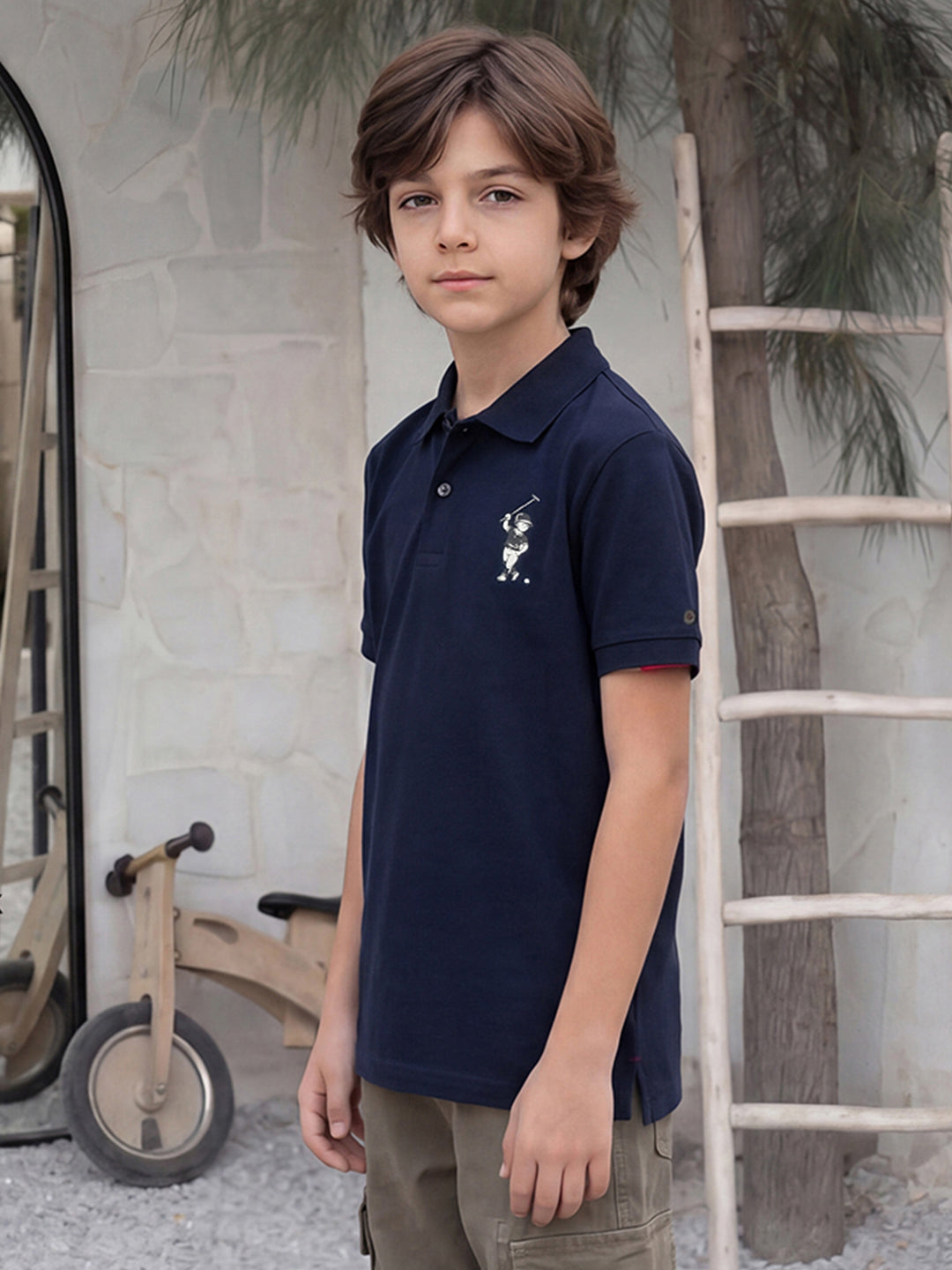 Lil Tomatoes Boys Sports Polo T-Shirt - Navy Blue