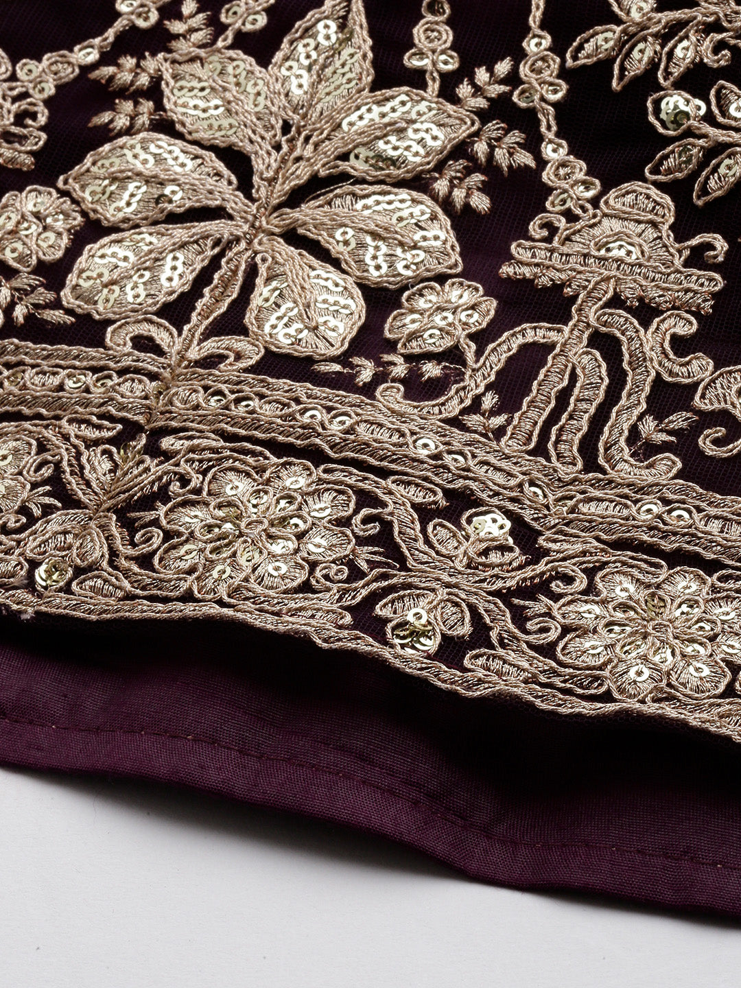 Bollywood Vogue Ready To Wear Classic Purple Net Embroidered Anarkali Suit - Additional View 1