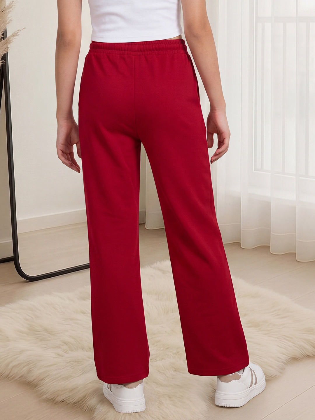 Lil Tomatoes Girls Cotton Looper Trackpant - Cranberry