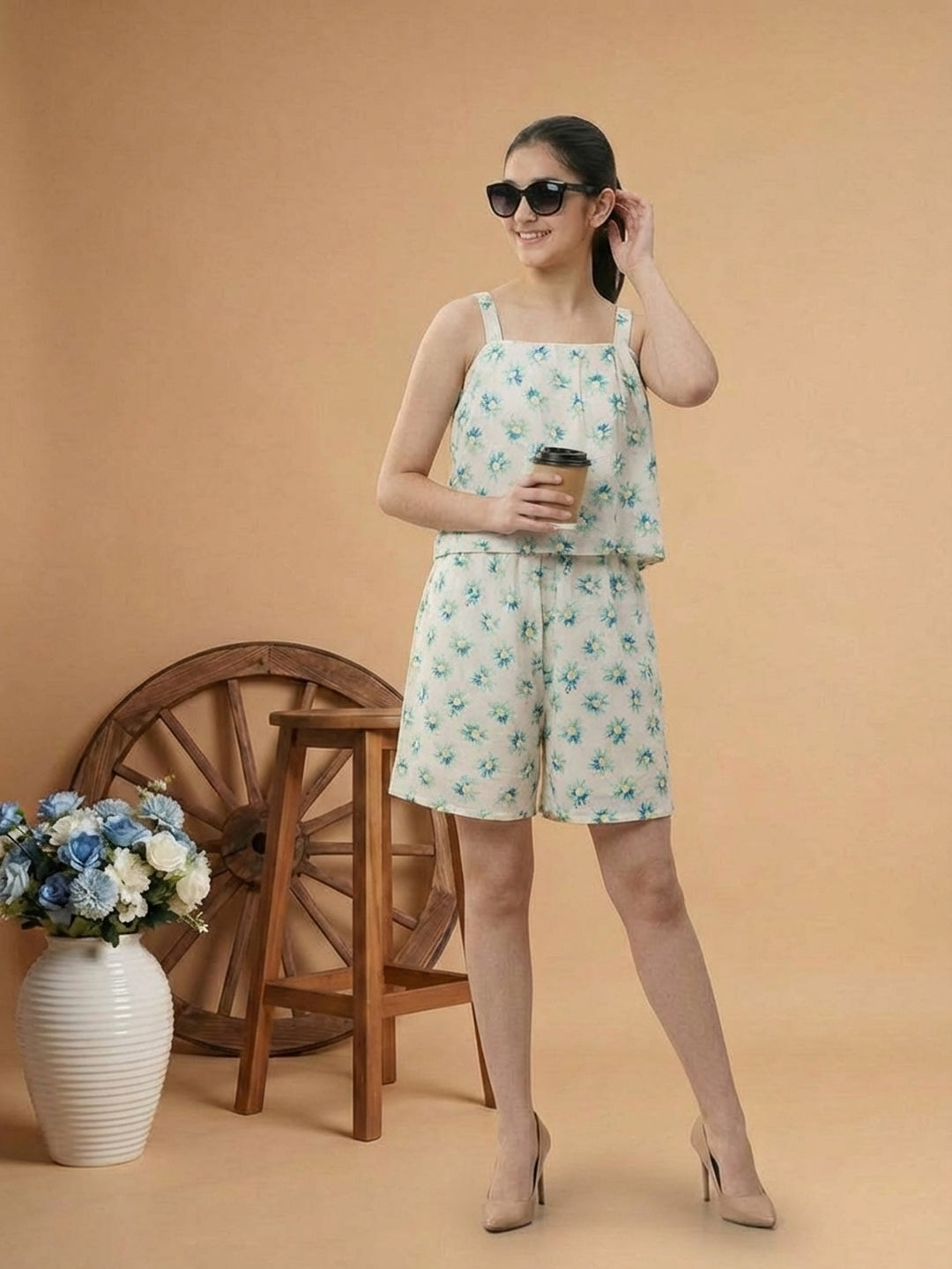 Lil Tomatoes Girls Cotton Jumpsuits - Blue