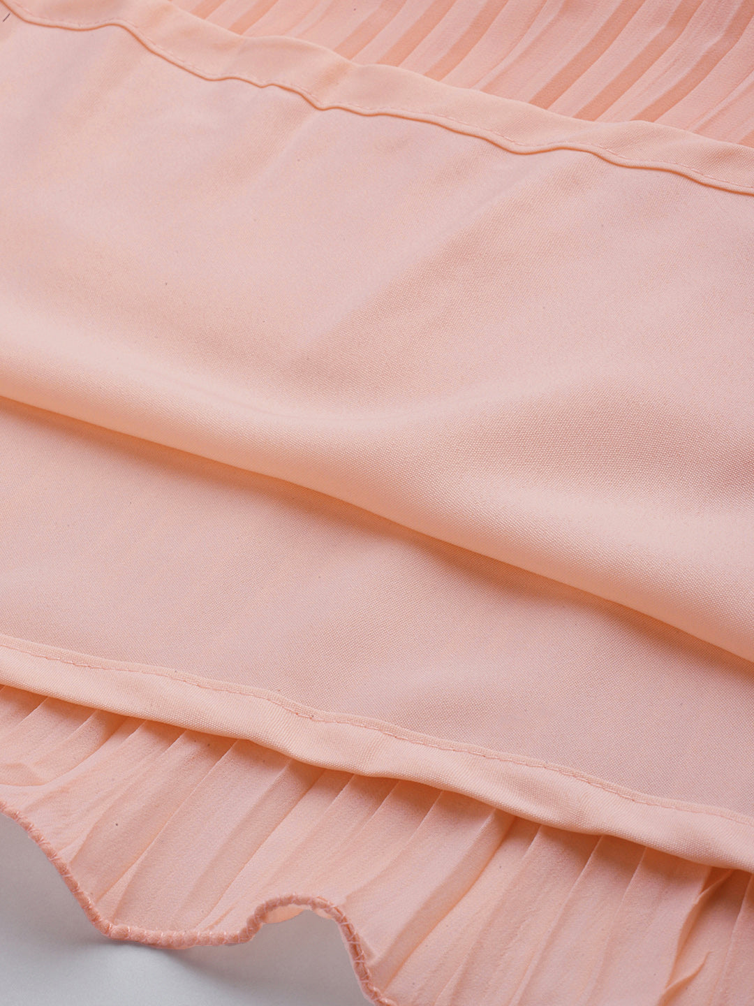 Bollywood Vogue Ready To Wear Peach Embroidered Pleated Georgette Gown - Additional View 1