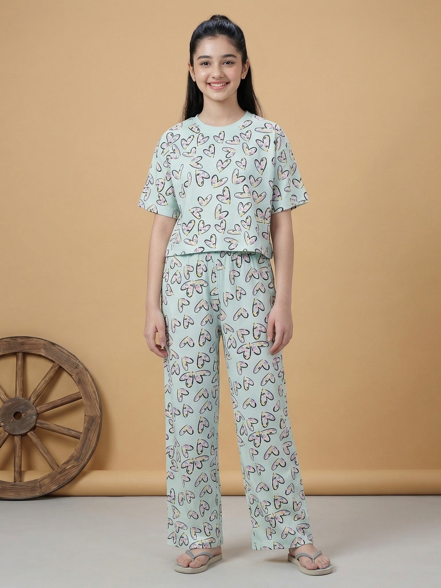 Lil Tomatoes Girls Cotton Night Suits - Mint Green