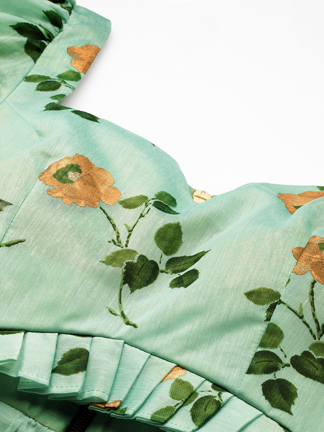Bollywood Vogue Ready To Wear Green Art Silk Foli Print Co Ords Sets - Additional View 1