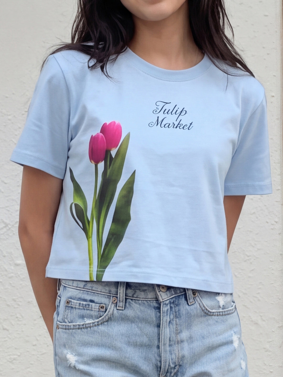 Lil Tomatoes Girls Cotton Crop Top - Powder Blue