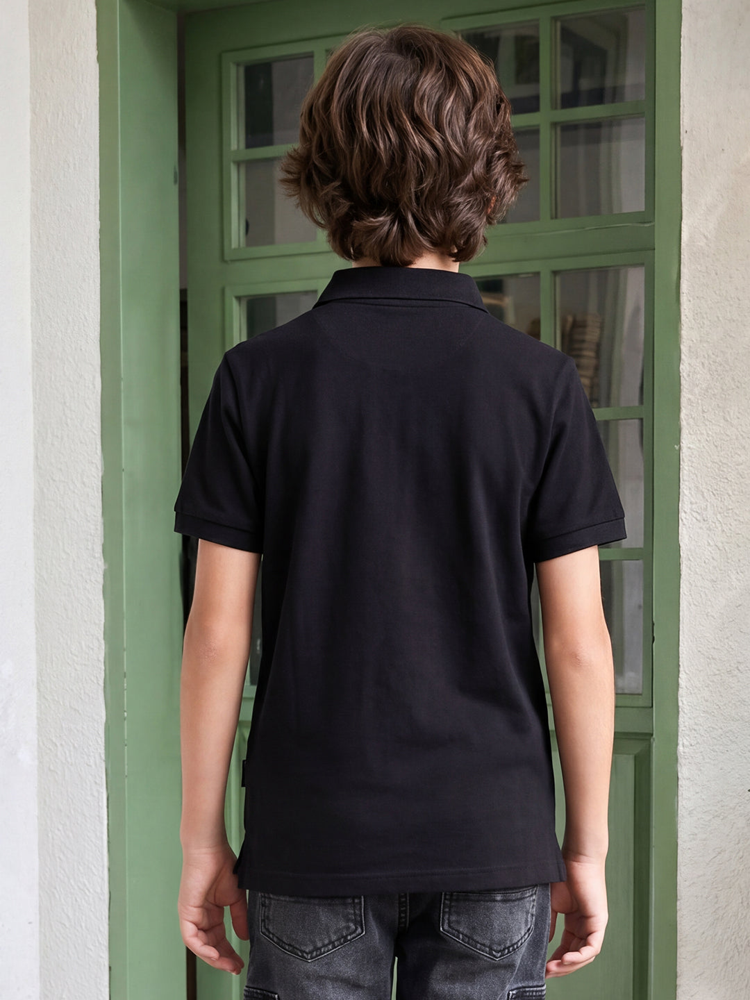Lil Tomatoes Boys Cotton Pique Polo T-Shirt - Black