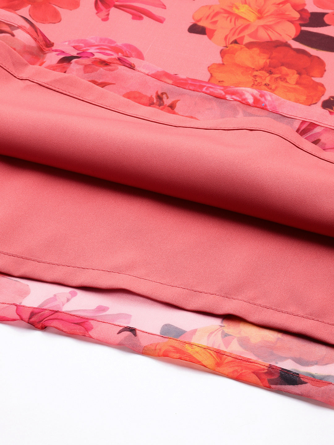Bollywood Vogue Ready To Wear Pink Organza N Green Kurta Palazzo Set - Detail View