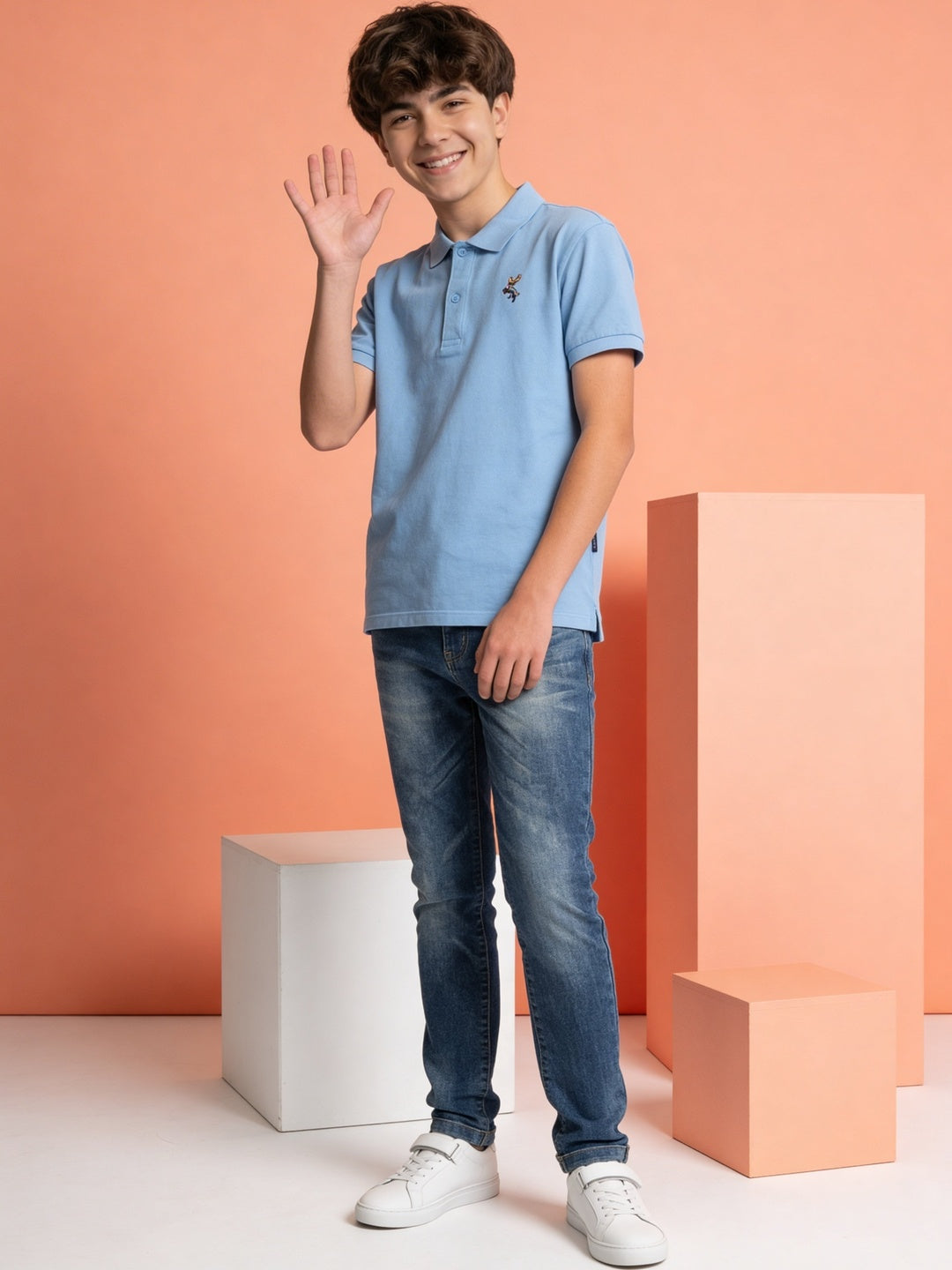 Lil Tomatoes Boys Cotton Pique Polo T-Shirt - Ocean Blue