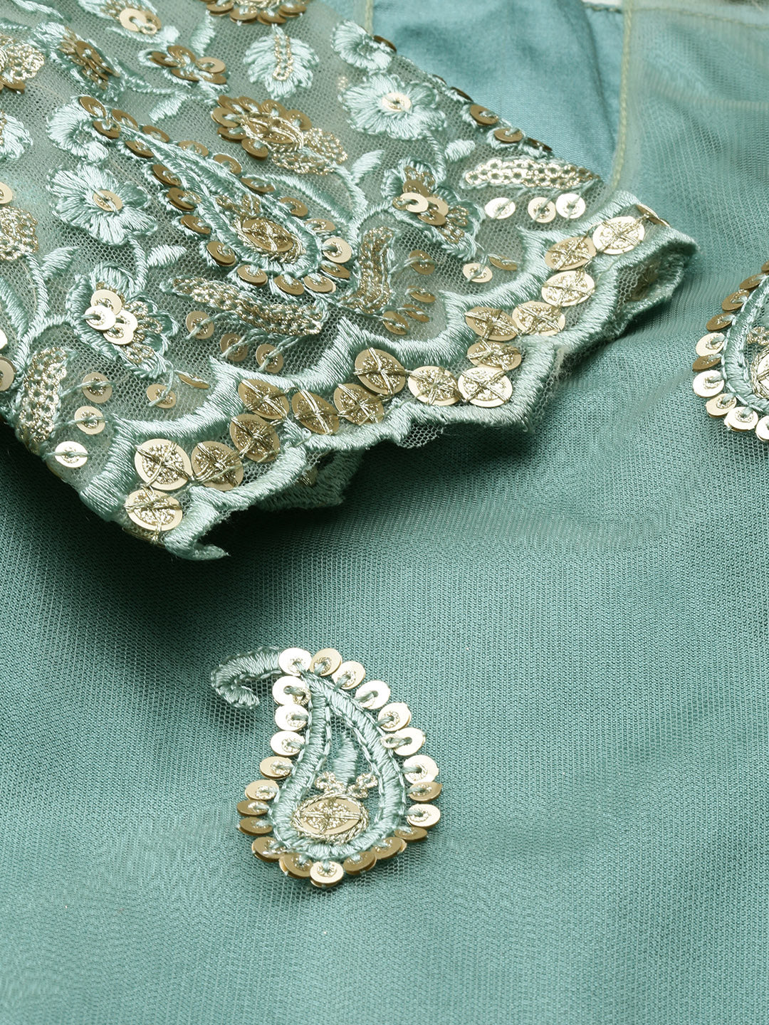 Bollywood Vogue Ready To Wear Light Blue Net Embroidered Salwar Set - Additional View 2
