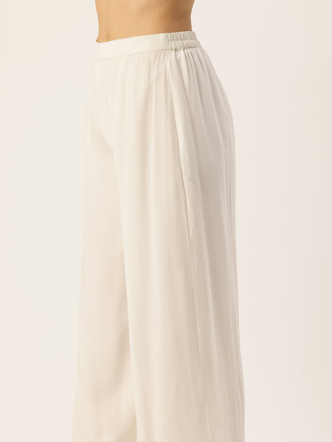 Bollywood Vogue Ready To Wear White Embroidered Net Wide Leg Pant Suit - Additional View 1