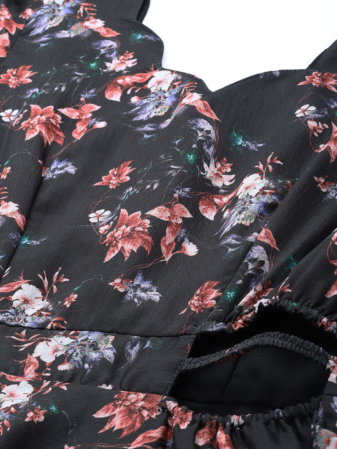 Bollywood Vogue Ready To Wear Black Chinon Side Cut Out Dress - Detail View
