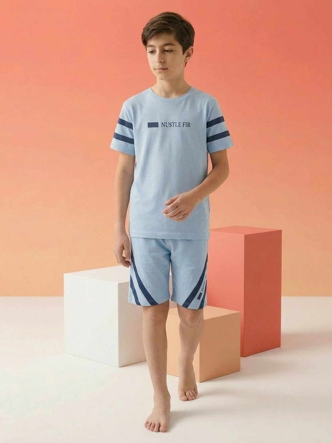 Lil Tomatoes Boys Cotton Night Suits - Ocean Blue