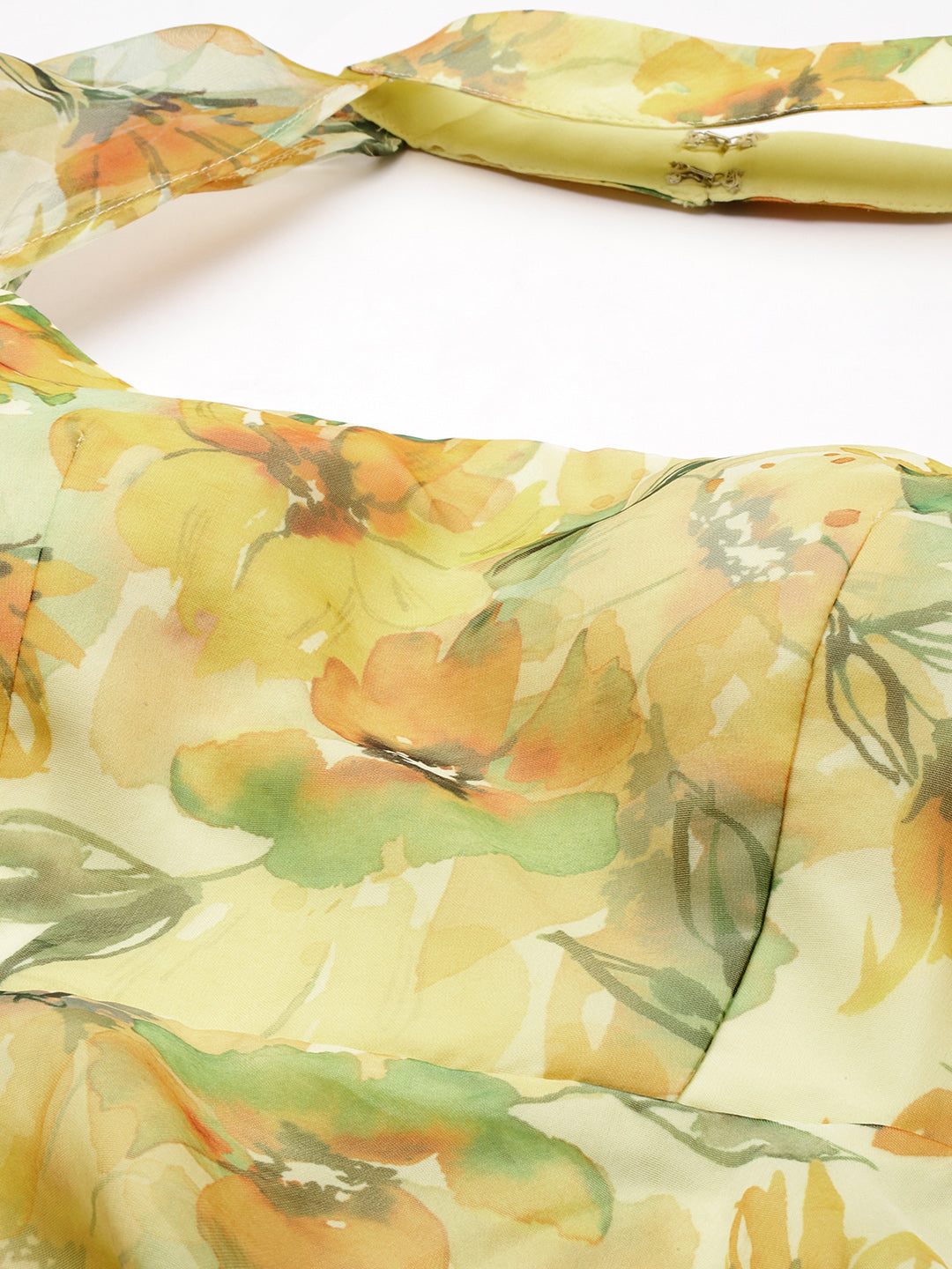 Bollywood Vogue Ready To Wear Yellow Organza Mini Dress - Additional View 1