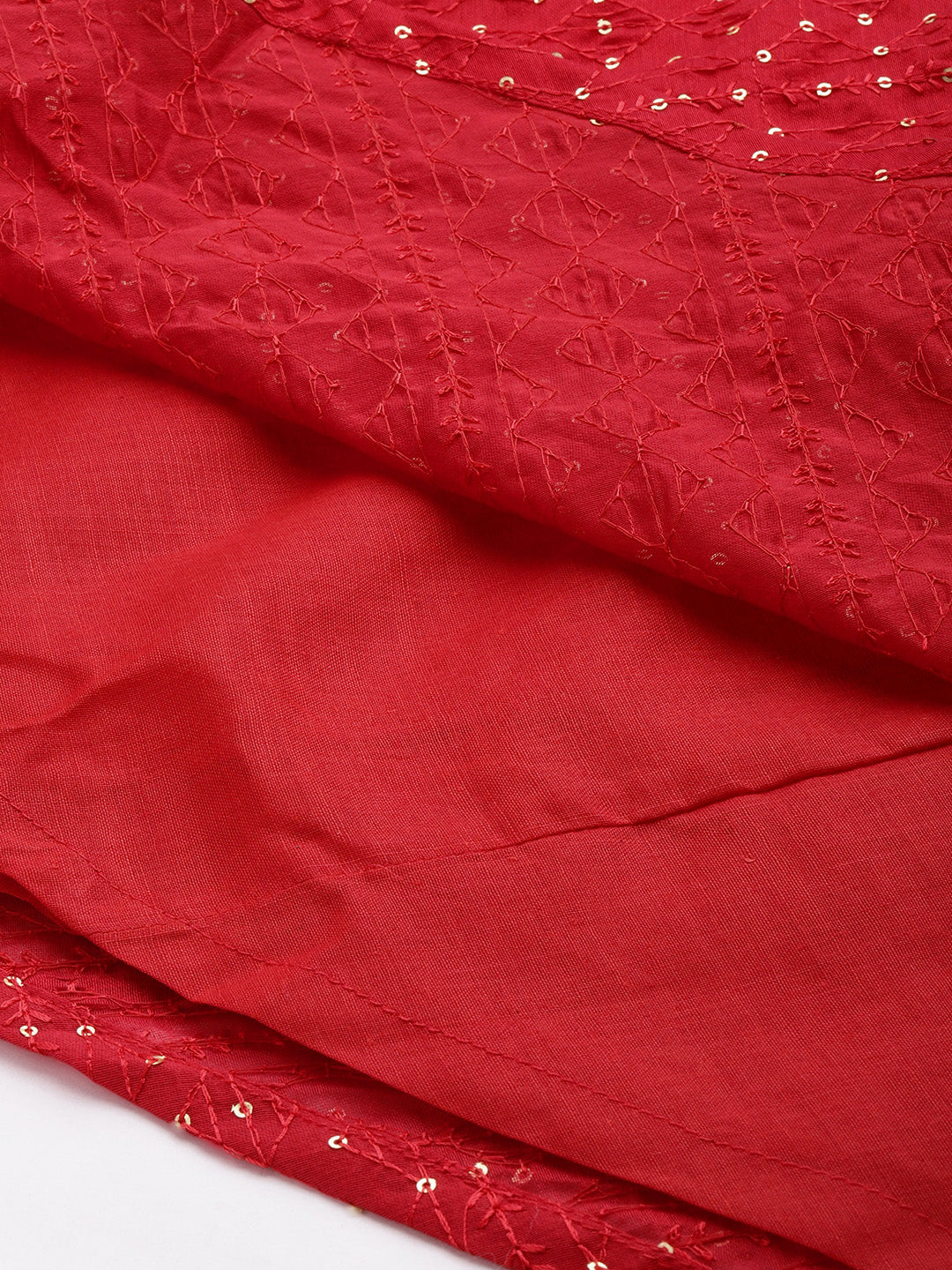 Bollywood Vogue Ready To Wear Dark Red Sequins Embroidered Gown - Back View