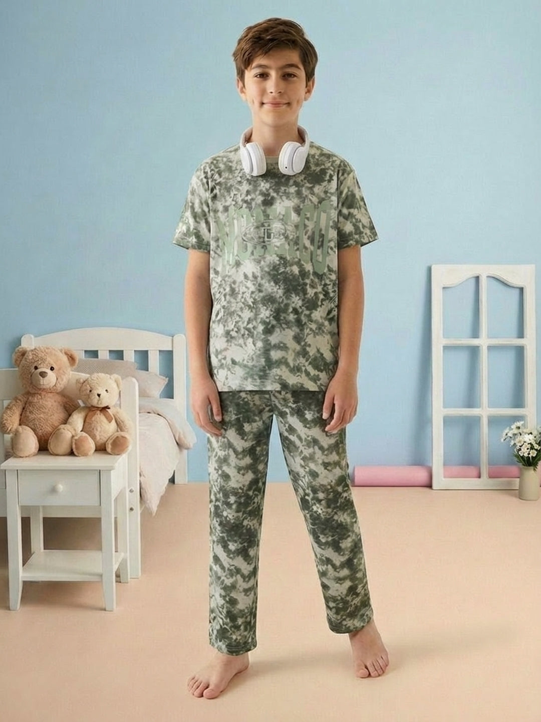 Lil Tomatoes Boys Cotton Night Suits - Oil Green