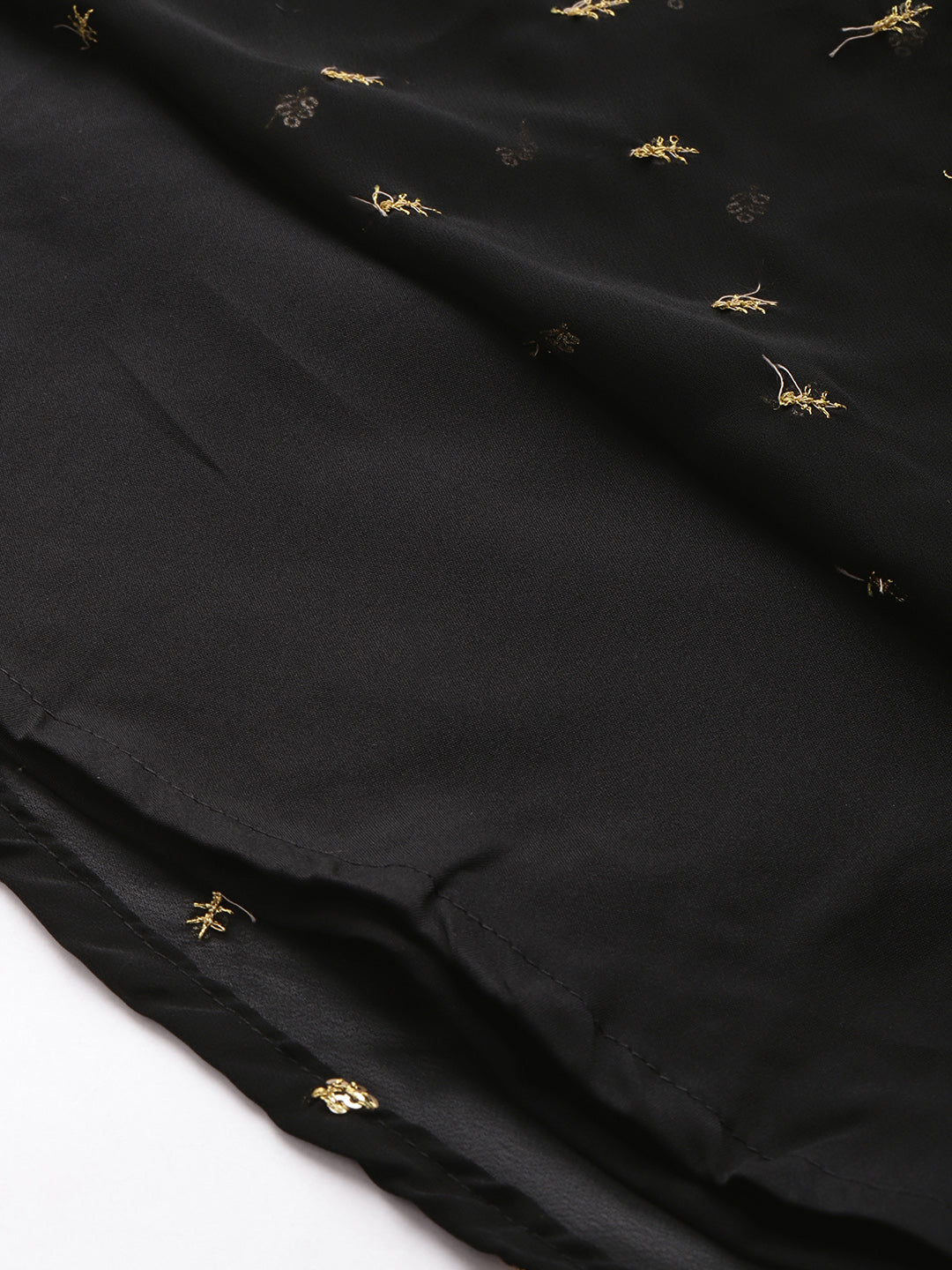 Bollywood Vogue Ready To Wear Black Georgette Embroidered Overlap Draped Gown - Additional View 1