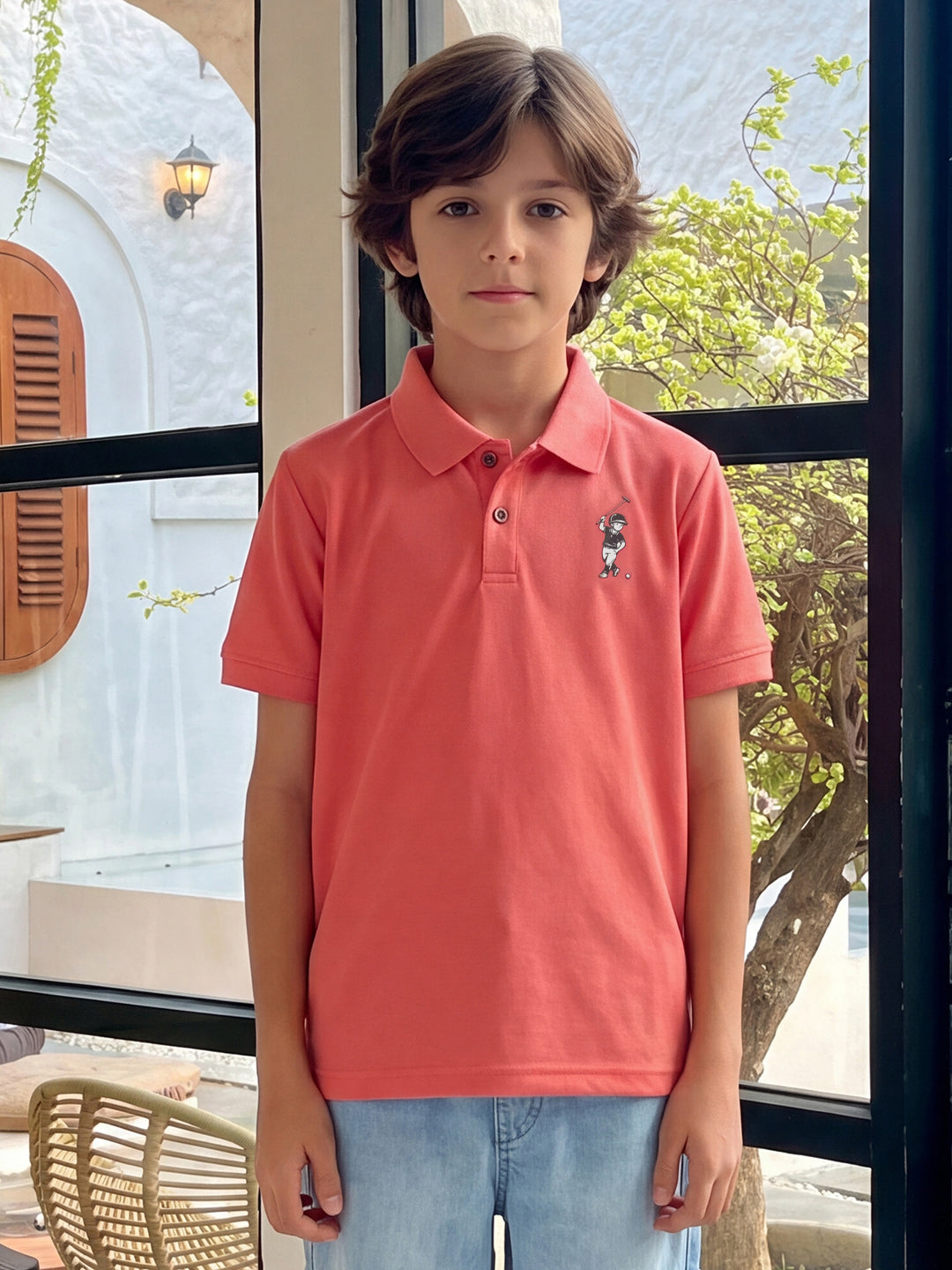 Lil Tomatoes Boys Sports Polo T-Shirt - Carrot Orange