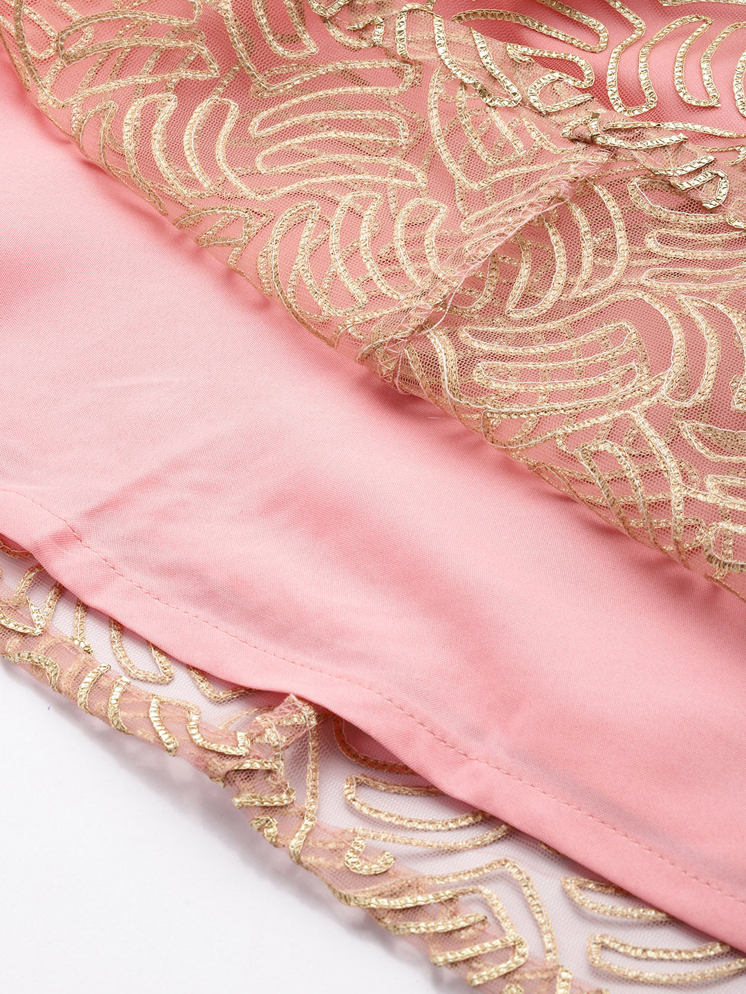 Bollywood Vogue Ready To Wear Pink Net Embroidered Kali Lehenga - Additional View 1