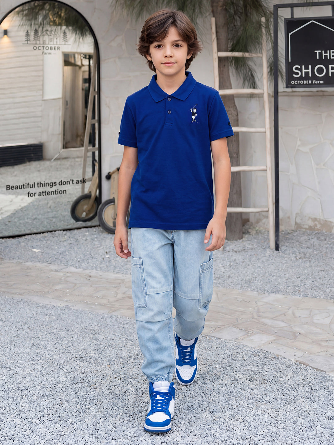 Lil Tomatoes Boys Sports Polo T-Shirt - Blue