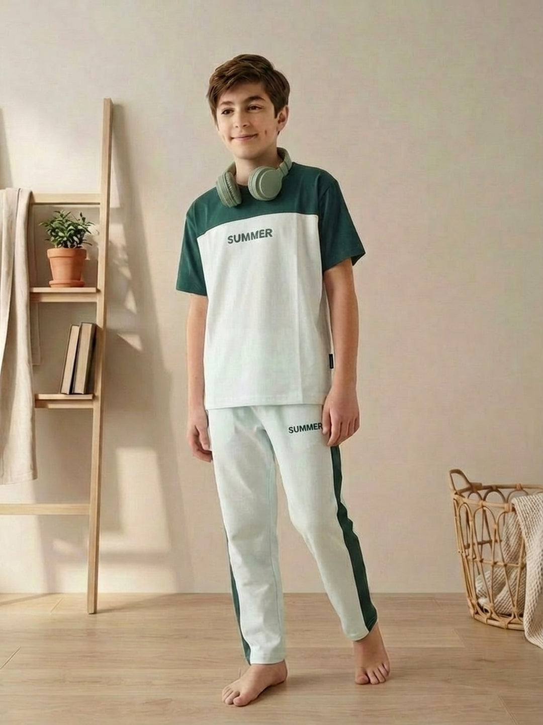 Lil Tomatoes Boys Cotton Night Suits - Bottle Green