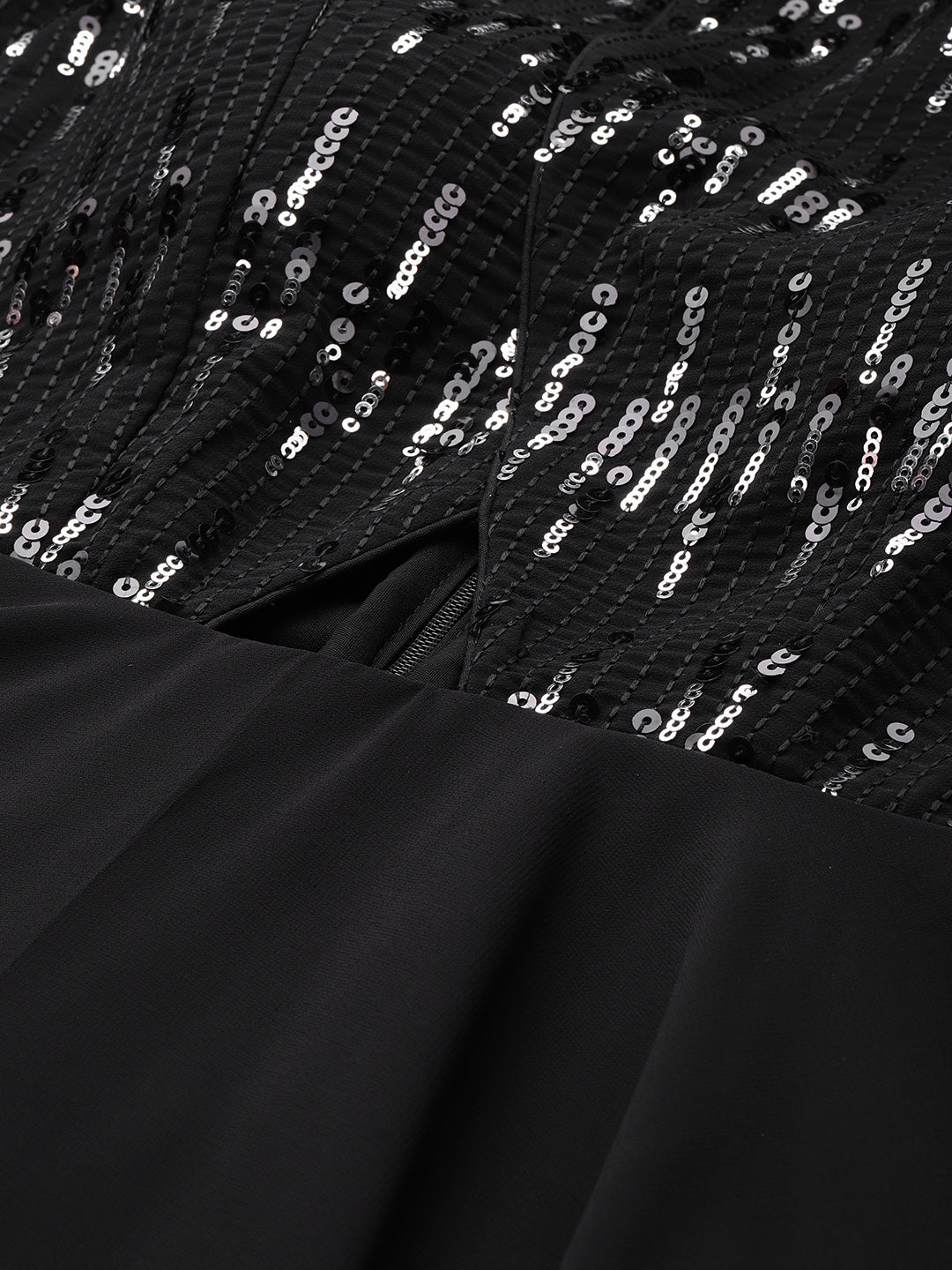 Bollywood Vogue Ready To Wear Black Embroidered Halter Neck Gown - Additional View 1