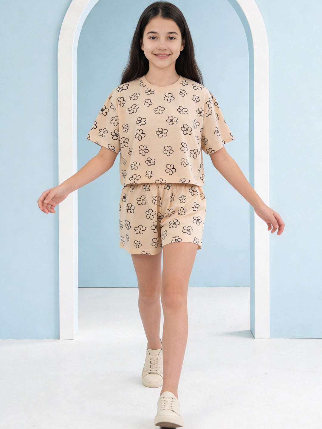 Lil Tomatoes Girls Cotton Night Suits - Peach