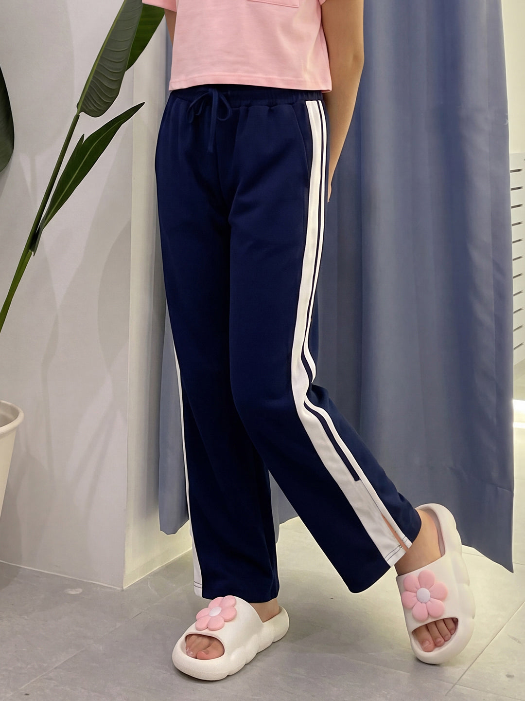 Lil Tomatoes Girls Cotton Looper Trackpant - Navy Blue