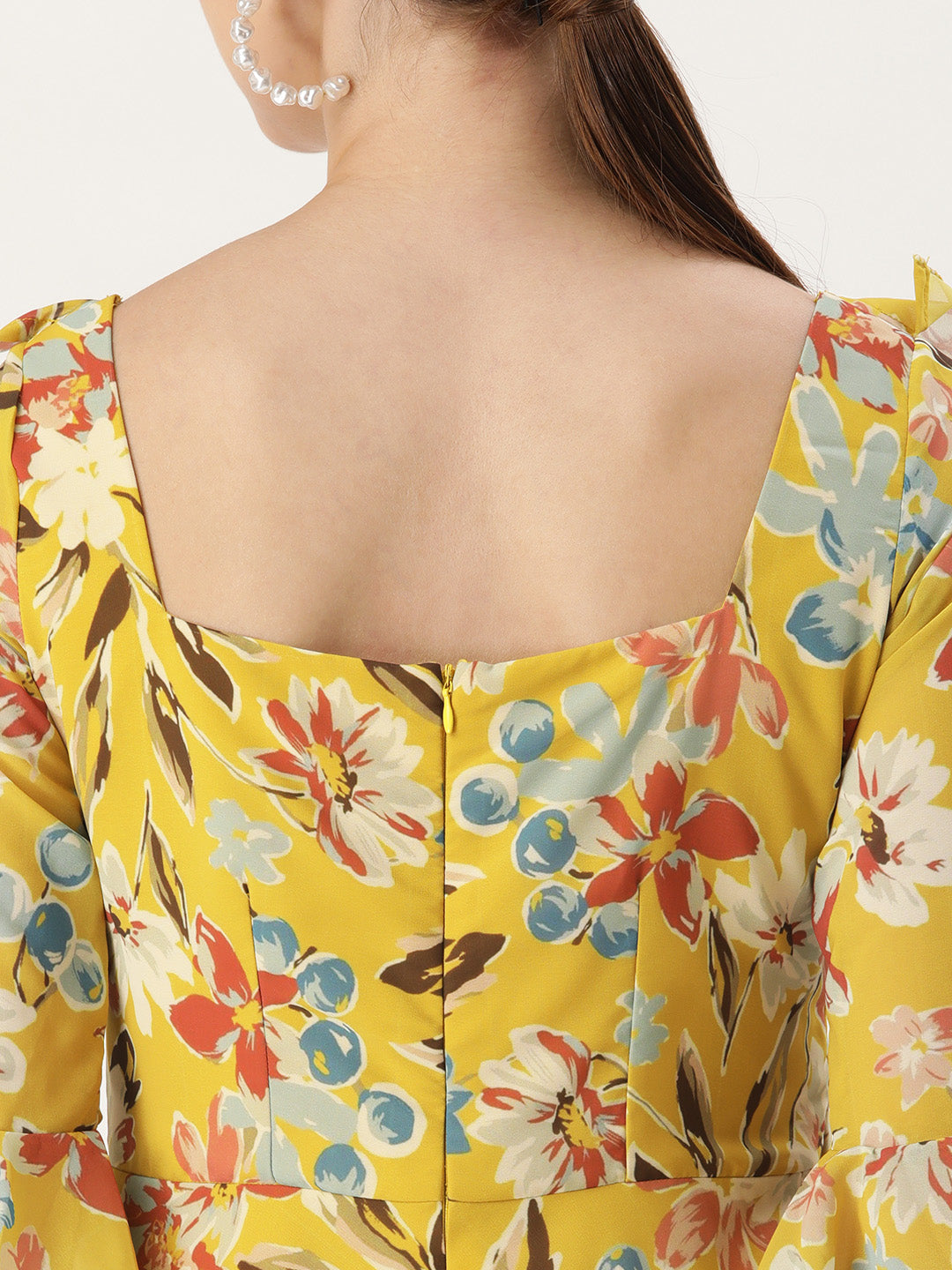Bollywood Vogue Ready To Wear Yellow Georgette Printed Dress - Look Shot