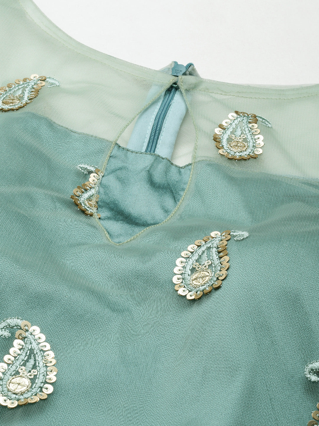 Bollywood Vogue Ready To Wear Light Blue Net Embroidered Salwar Set - Additional View 1