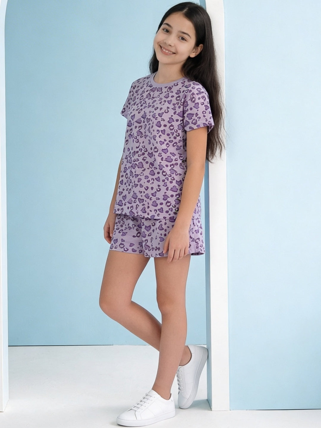 Lil Tomatoes Girls Cotton Night Suits - Lilac