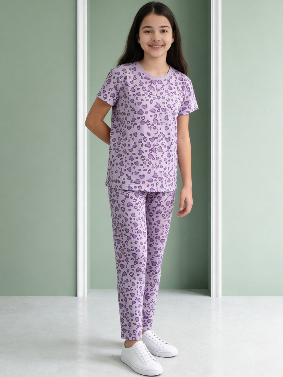 Lil Tomatoes Girls Cotton Night Suits - Lilac
