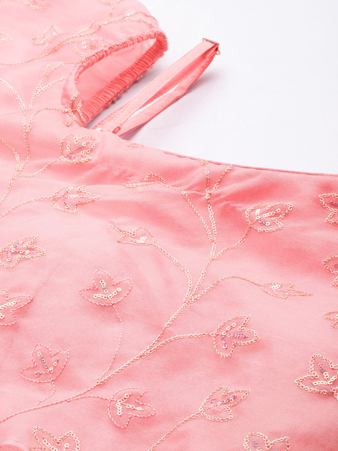 Bollywood Vogue Ready To Wear Pink Embroidered Organza Gown - Additional View 1
