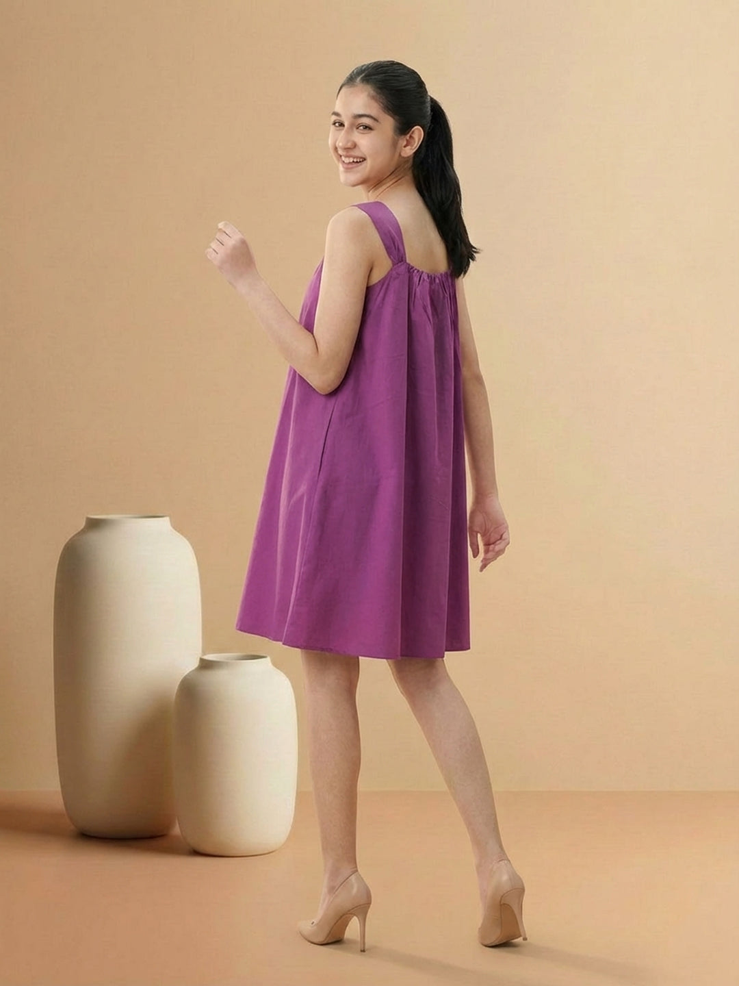 Lil Tomatoes Girls Cotton Dress - Wine