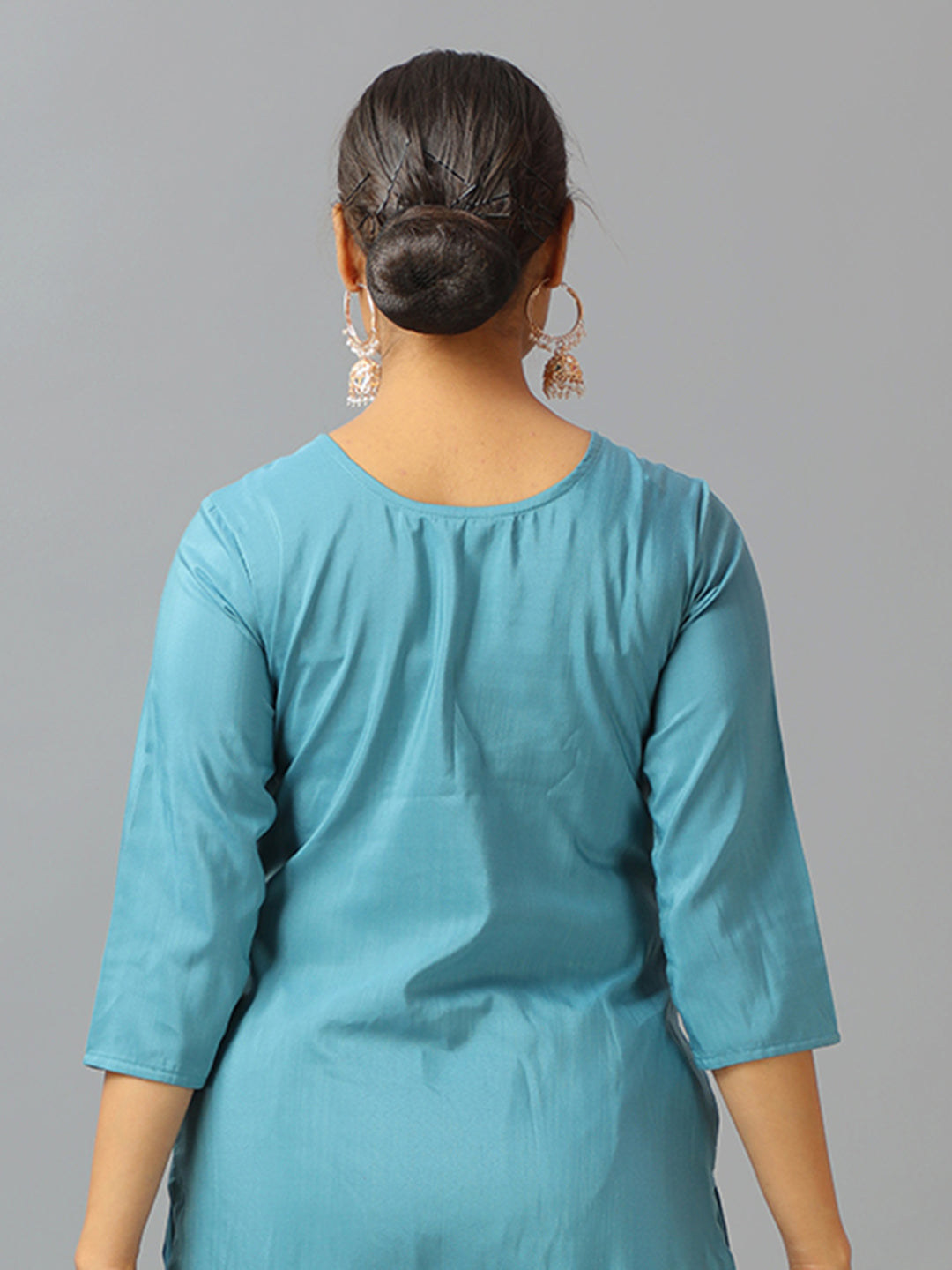 Bollywood Vogue Ready To Wear Blue Art Silk Embroidered Straight Pant Suit - Look Shot