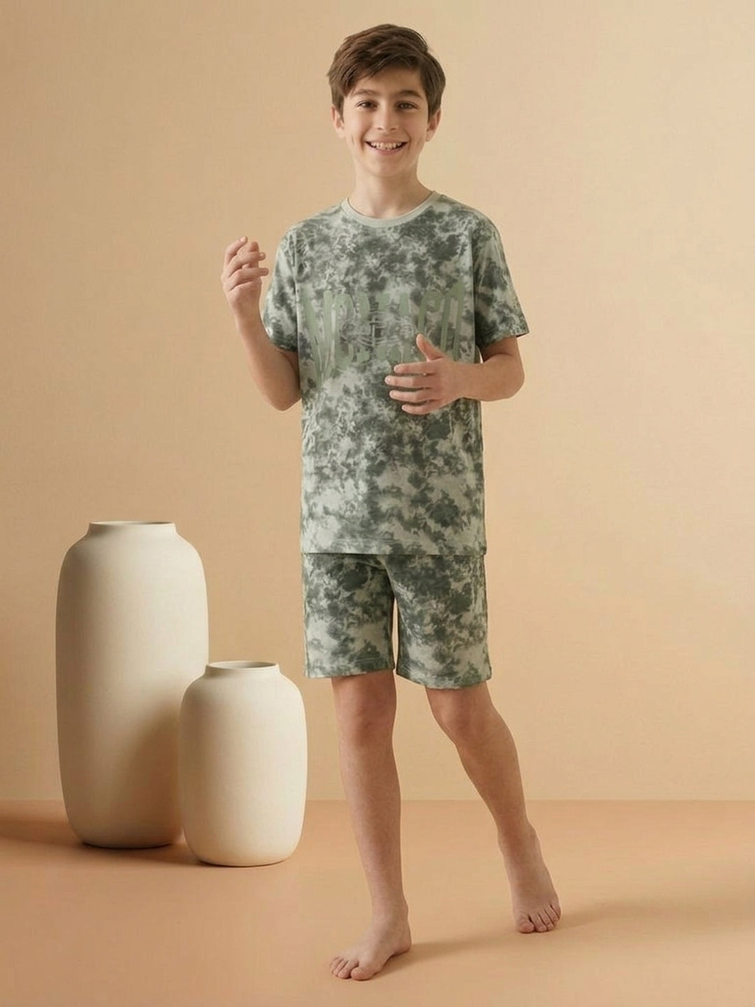 Lil Tomatoes Boys Cotton Night Suits - Oil Green