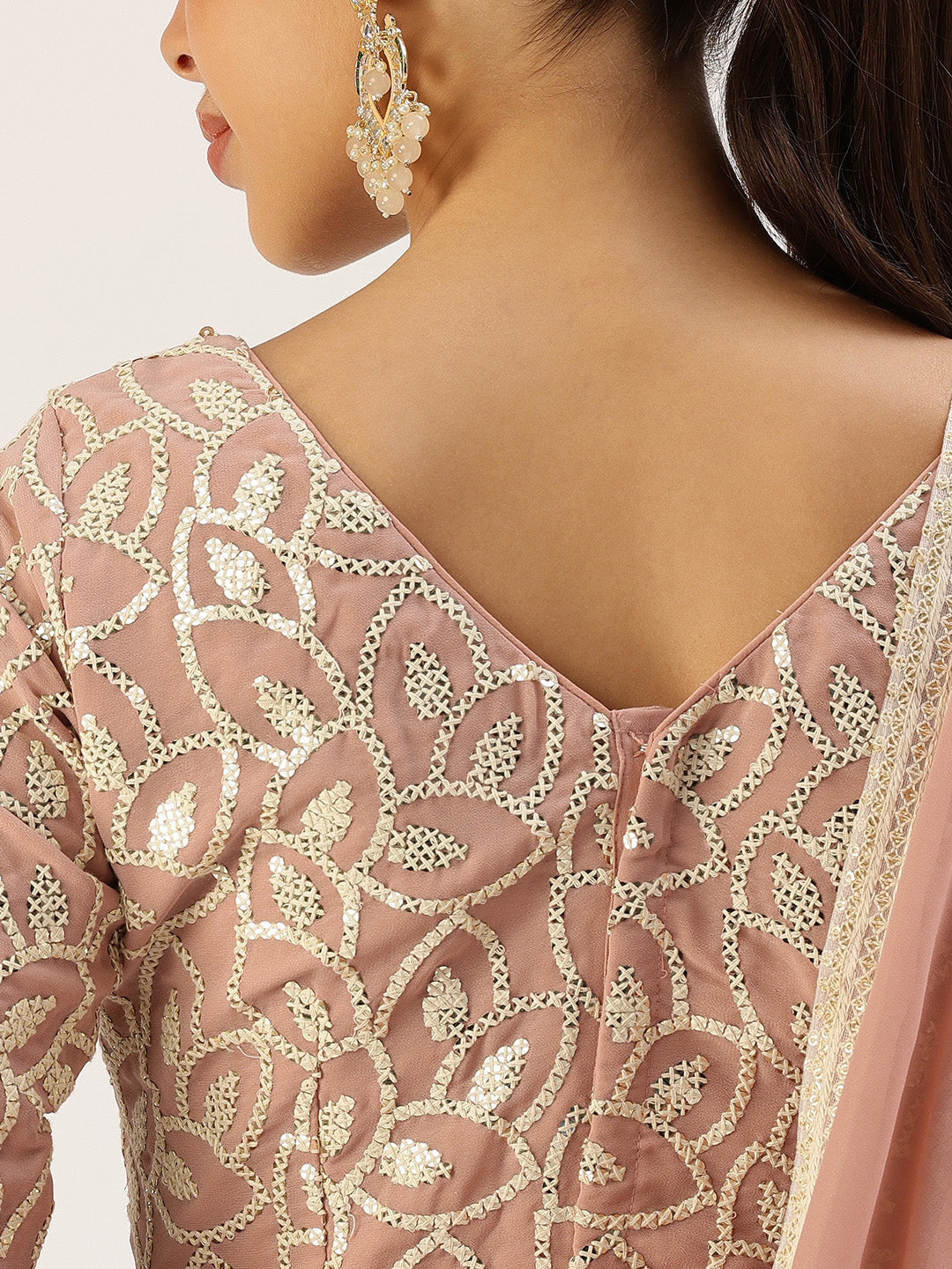 Bollywood Vogue Ready To Wear Pink Embroidered Lehenga Set - Look Shot