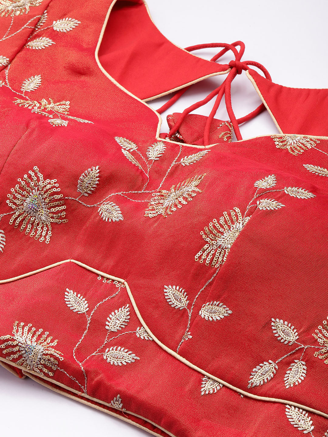 Bollywood Vogue Ready To Wear Classic Blouse N Red Viscose Embroidered Lehenga Set - Additional View 2