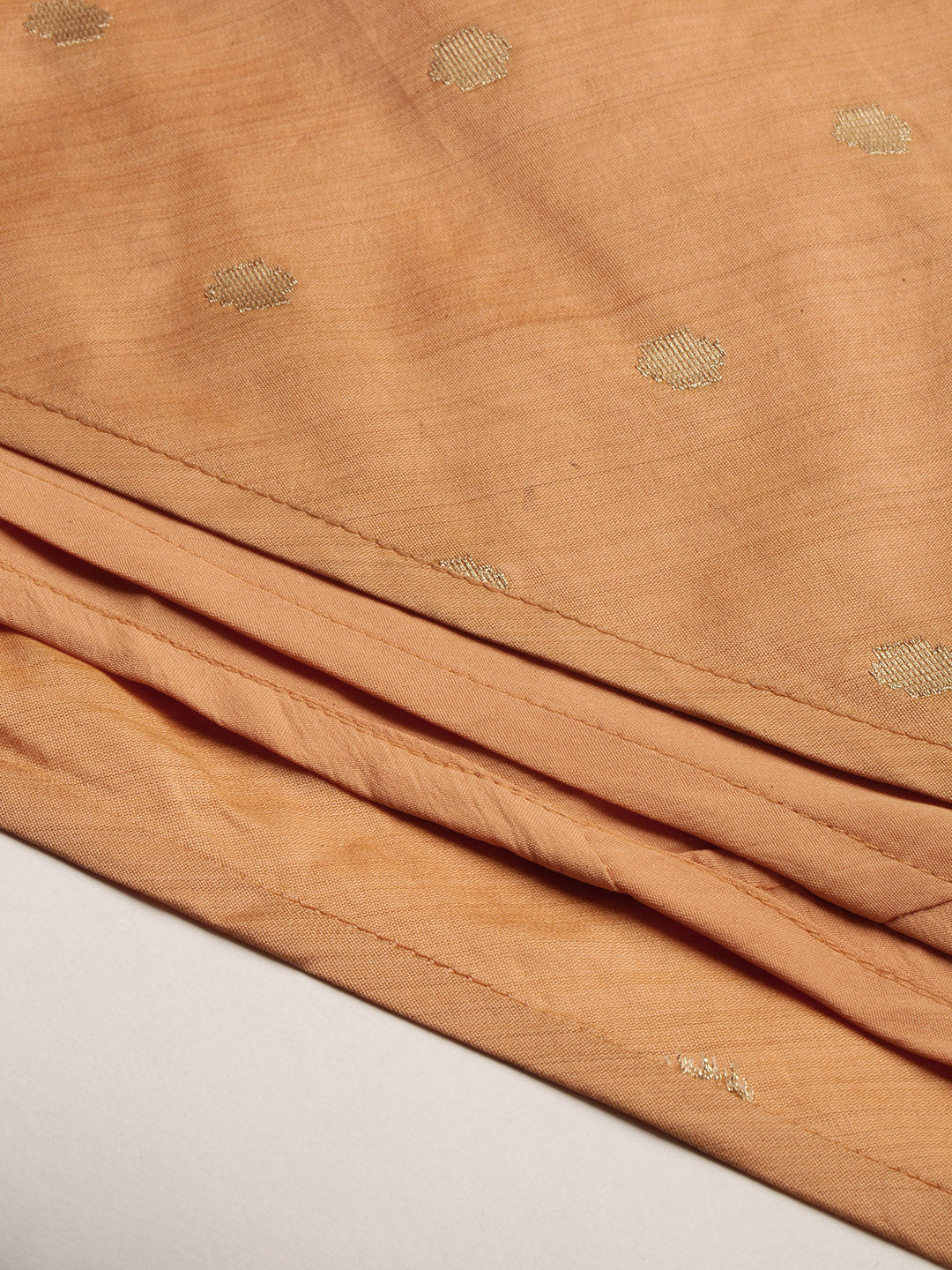 Bollywood Vogue Ready To Wear Peach Art Silk Jacquard Ruffled Dress - Detail View