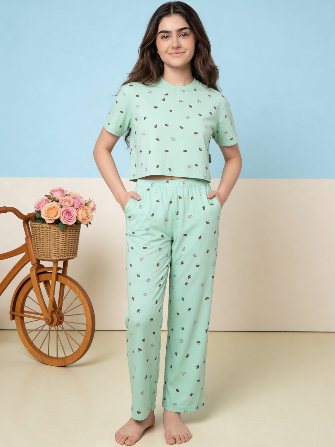 Lil Tomatoes Girls Cotton Night Suits - Light Green