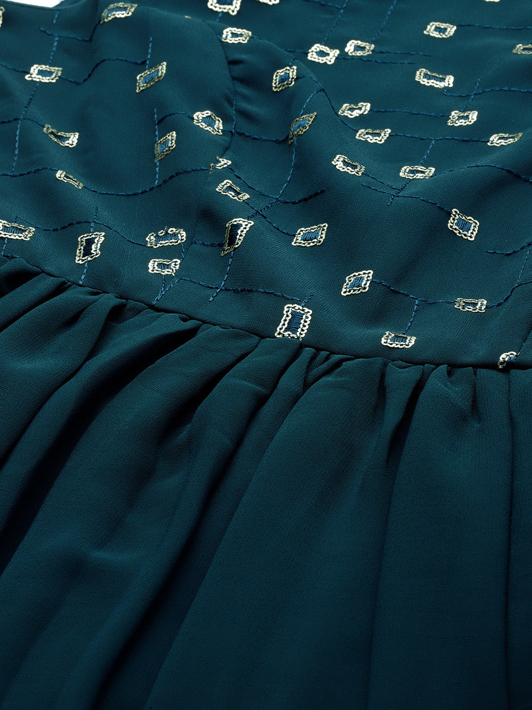 Bollywood Vogue Ready To Wear Blue Embroidered Georgette Dress - Additional View 1