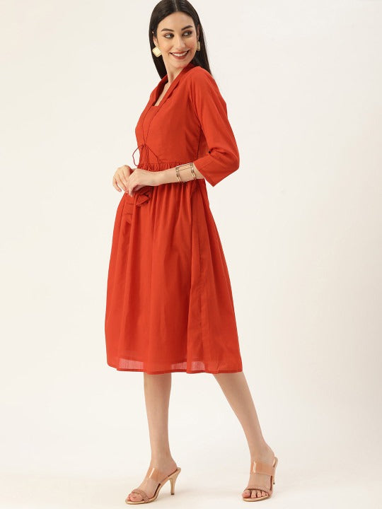 Bollywood Vogue Ready To Wear Brown Collar Neck Dress - Side View