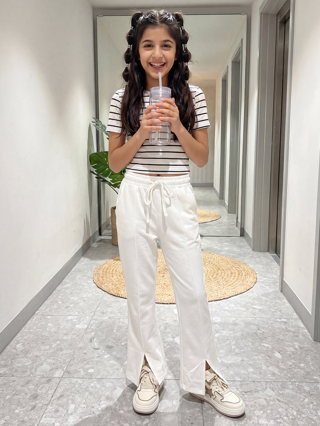 Lil Tomatoes Girls Cotton Looper Trackpant - White