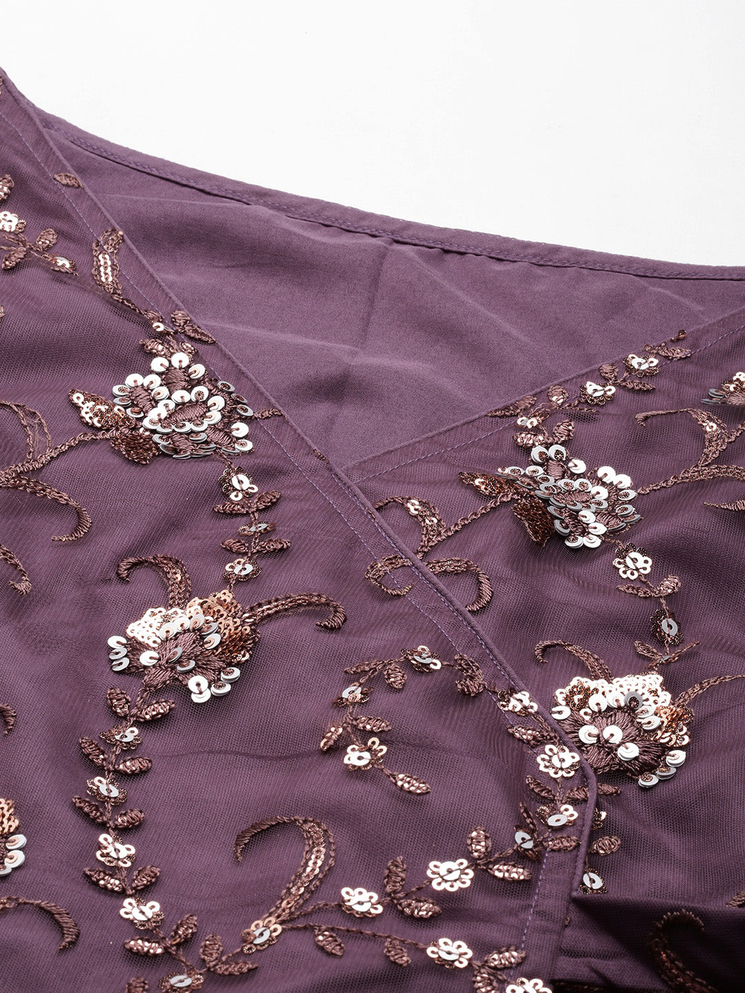Bollywood Vogue Ready To Wear Purple Sequin Embroidered Net Sharara Suit - Additional View 1