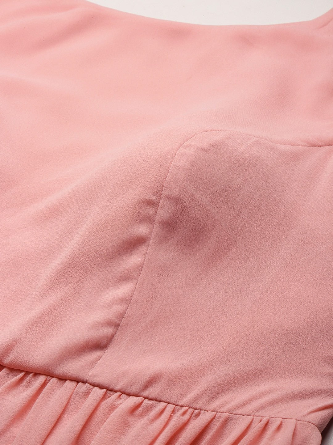 Bollywood Vogue Ready To Wear Pink Georgette N Magenta Embroidered Dress - Detail View